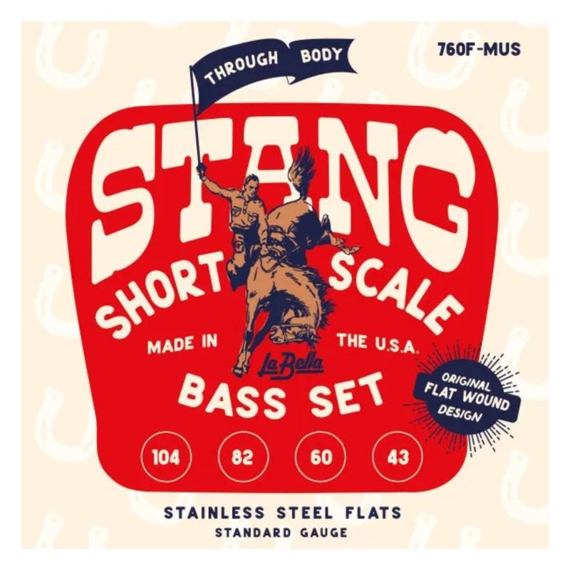 La Bella 760F-MUS STANG â€“ Stainless Steel Flat Wound Short Scale Through Body Light 4 - Bass Guitar String 43-104